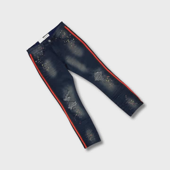 Distressed Jean Stripe Slim Fit