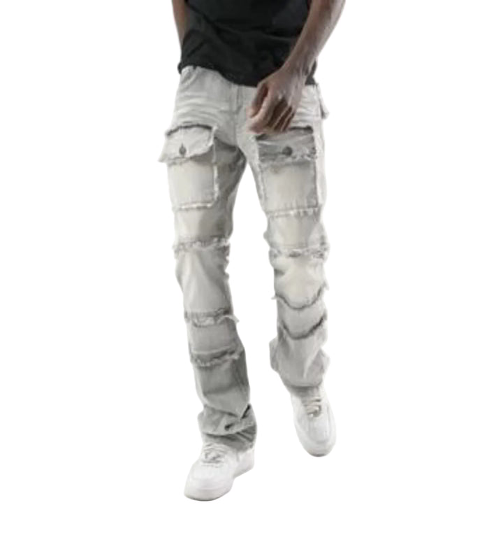 Stretch Stack Pants frayed pockets